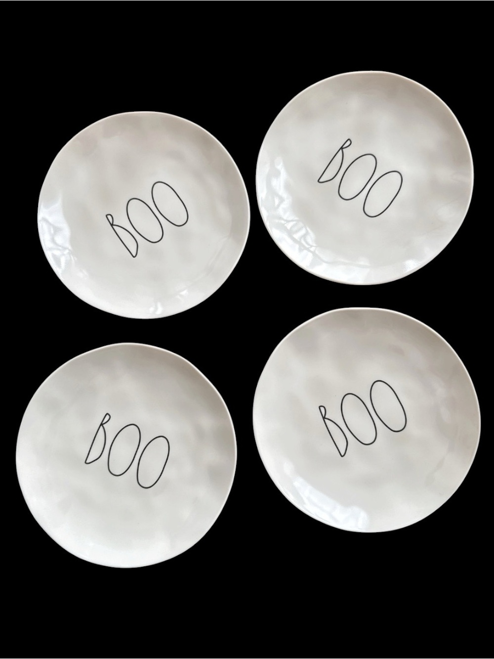 BOO Rae Dunn Melamine 4pc Plate Set Boo